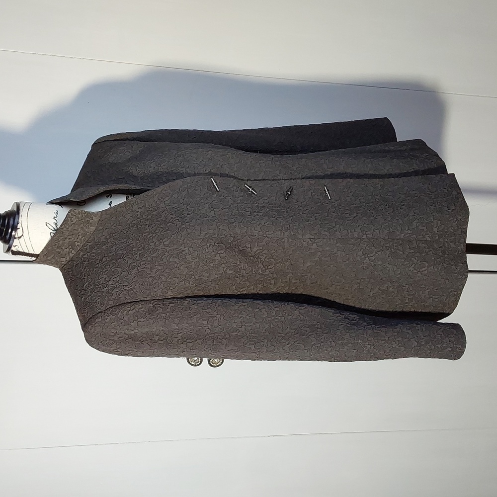Kasper|Womens Dark Gray Crepe Textured Blazer Coat/ Silver Office  Mod Sz.8